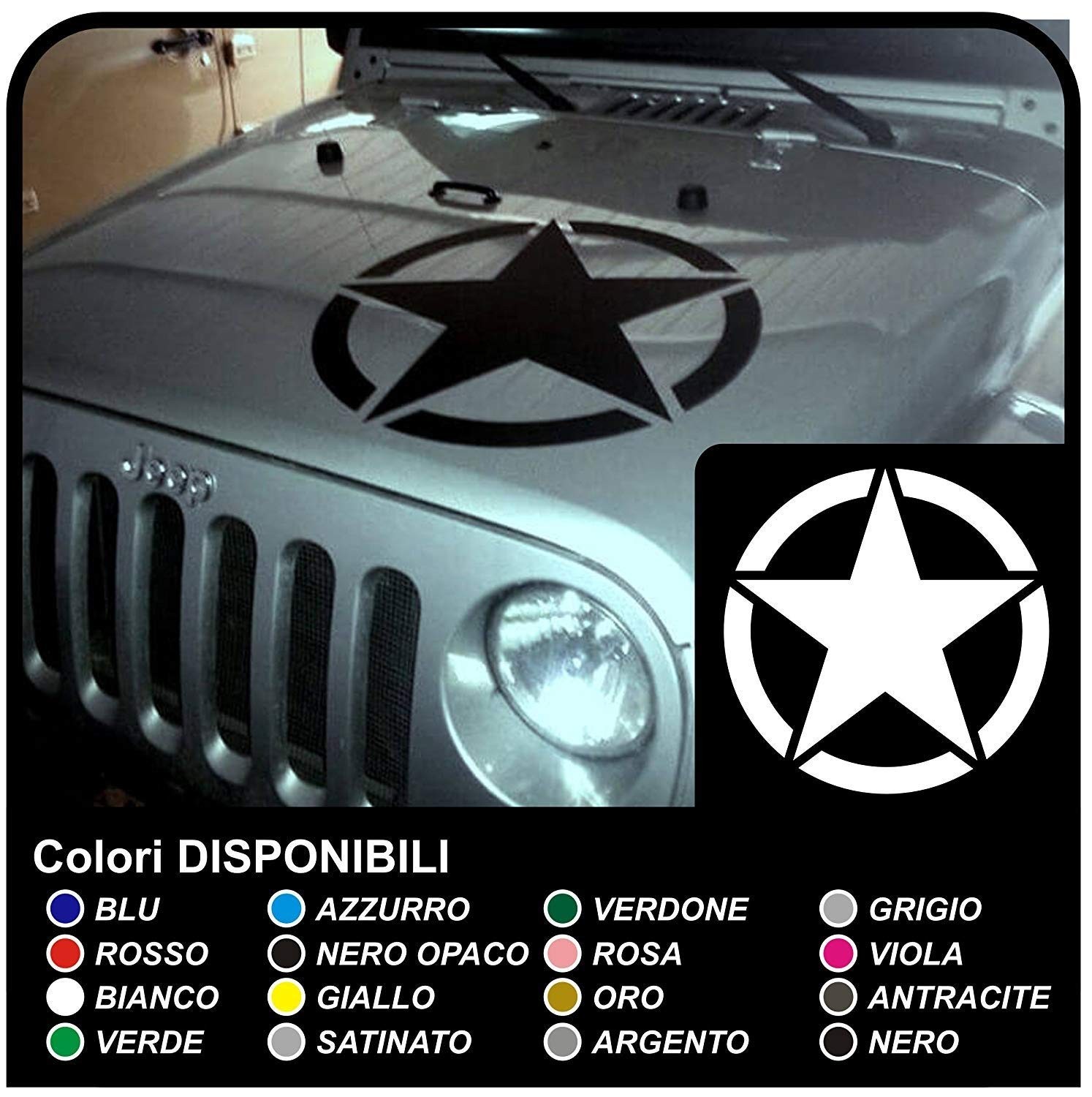 sticker for bonnet jeep, WRANGLER and Renegade star to be affixed on the  hood sticker decals US ARMY STAR