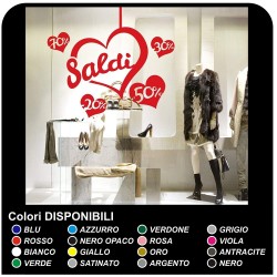 Adesivi Saldi "Saldi cuoricini" - Misure 60x65 cm Vetrofanie per saldi, vetrine negozi, stickers, adesivi