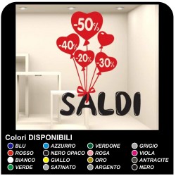 Vetrofania saldi Adesivi "Saldi palloncini" - Misure 60x80 cm Vetrofanie per saldi, vetrine negozi, locali