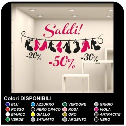 Vetrofania saldi - Saldi Calzature - Misure 100x54 cm - Vetrine negozi per saldi, stickers, adesivi per vetrine