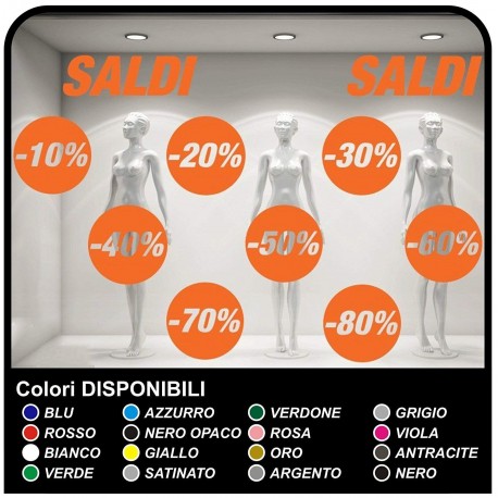 Adhésifs soldes Kit de 10 Stickers Soldes Différents Pourcentages de Décalcomanies, de vitrines Design Autocollants Decal