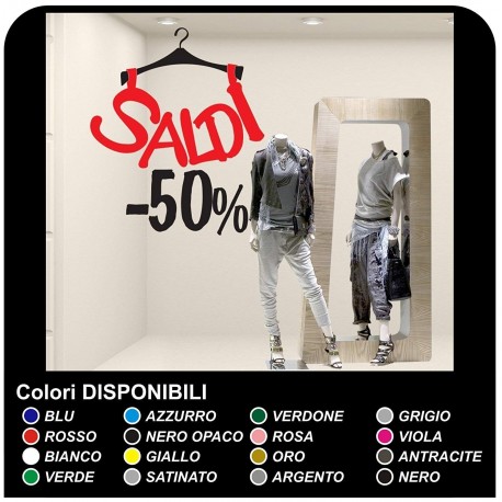 Le sticker dans la fenêtre soldes Porte - soldes - Mesures 60x72 cm - autocollants vitrines de magasin pour les soldes