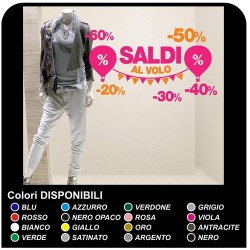 Des autocollants pour mettre en valeur les "Soldes à la volée" - Mesures 80x26 cm - Autocollants soldes, des autocollants, des