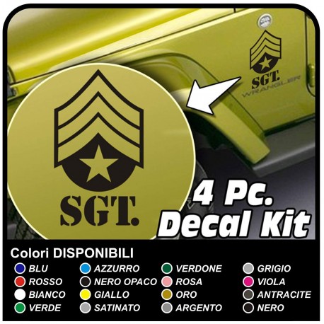 Adesivi SGT SERGEANT US ARMY per jeep Wrangler Rubicon e Renegade Fuoristrada 4x4 stickers decals