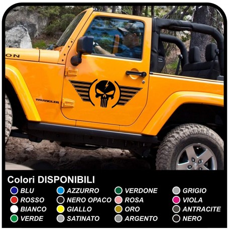 stickers porte crâne ailé pour jeep wrangler pour les véhicules hors route et de vus Crâne Willys US Army autocollants sur le