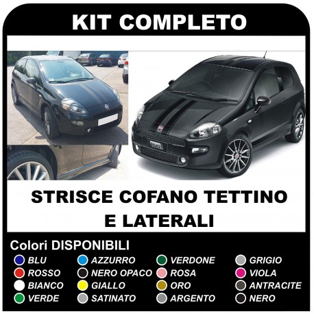 Adesivi cofano tetto e laterali per FIAT GRANDE PUNTO ABARTH 1.2 1.4 1.6 1.8 2.0  LIMITED EDITION Strisce punto 3 e 5 porte