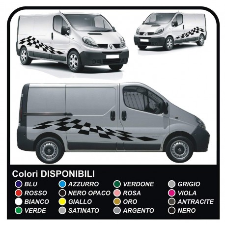 ADESIVI COFANO E LATERALI PER FORD TRANSIT Custom SWB M-SPORT Van SCACCHIERA vivaro ducato iveco daily