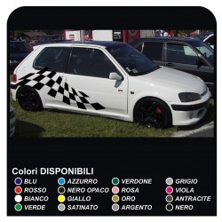 Aufkleber Seitlich Schachbrett für peugeot 106 205 206 208 306 308 GTI 3 oder 5 türen, zargen Aufkleber Streifen cm180 UNIVERSAL