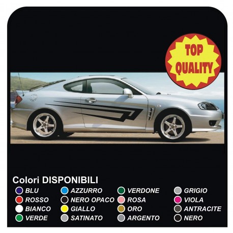 Stickers Bandes latérales sur le côté POUR HYUNDAI COUPÉ 1.6 1.8 2.2 D - Compatible avec les 3 et 5 portes panneaux latéraux