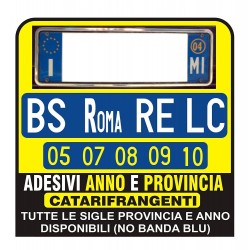 ADESIVI Targa AUTO ANNO E PROVINCIA RIFRANGENTI - PER CONCESSIONARIA AUTO