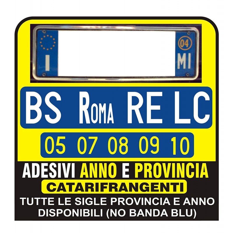 ADESIVO RIFRANGENTE PER TARGA AUTO PERSONALIZZABILE CON ANNO DI IMMATR –  PUBLI 2000