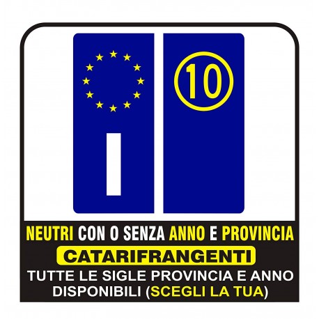 ADESIVI Targa AUTO RIFRANGENTI - ANTERIORI E/O POSTERIORI - ANCHE NEUTRI - NUOVI