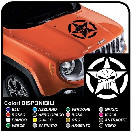 aufkleber für motorhaube jeep wrangler us-army-stern mit totenkopf aufkleber jeep renegade-stern-militär-us army-Willys