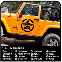 adesivi portiera teschio con stella jeep wrangler per fuoristrada e suv Skull Willys US Army adesivi laterali per auto Tuning