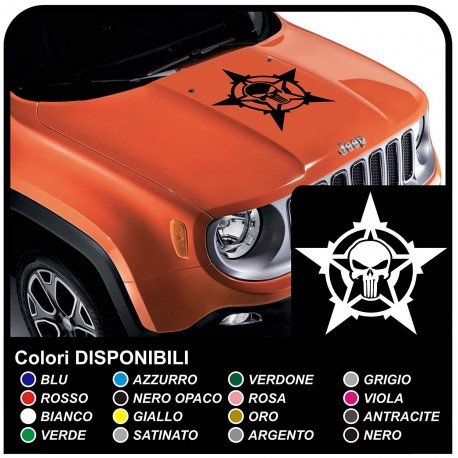 adesivi per cofano wrangler jeep us army stella con teschio stella polare renegade jeep stella militare Willys