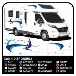 pegatinas caravana CARAVANA Autocaravana - gráficos 18 - Sol, mar, barco, playa, las gaviotas