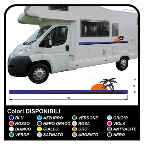 stickers RV Set Camper Van RV Caravan Motorhome, caravan, TOP QUALITY - graphics 21 - palm trees sun beach