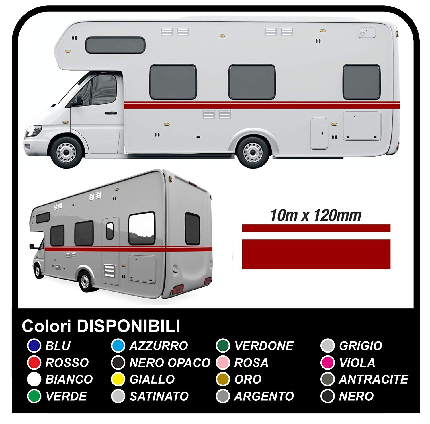 10 m Longueur Autocollant Film Voiture Bateau Moto Camping-Car Caravane RAL 1021 10 mm Largeur Jaune Brillant Motoking Bandes Décoratives 