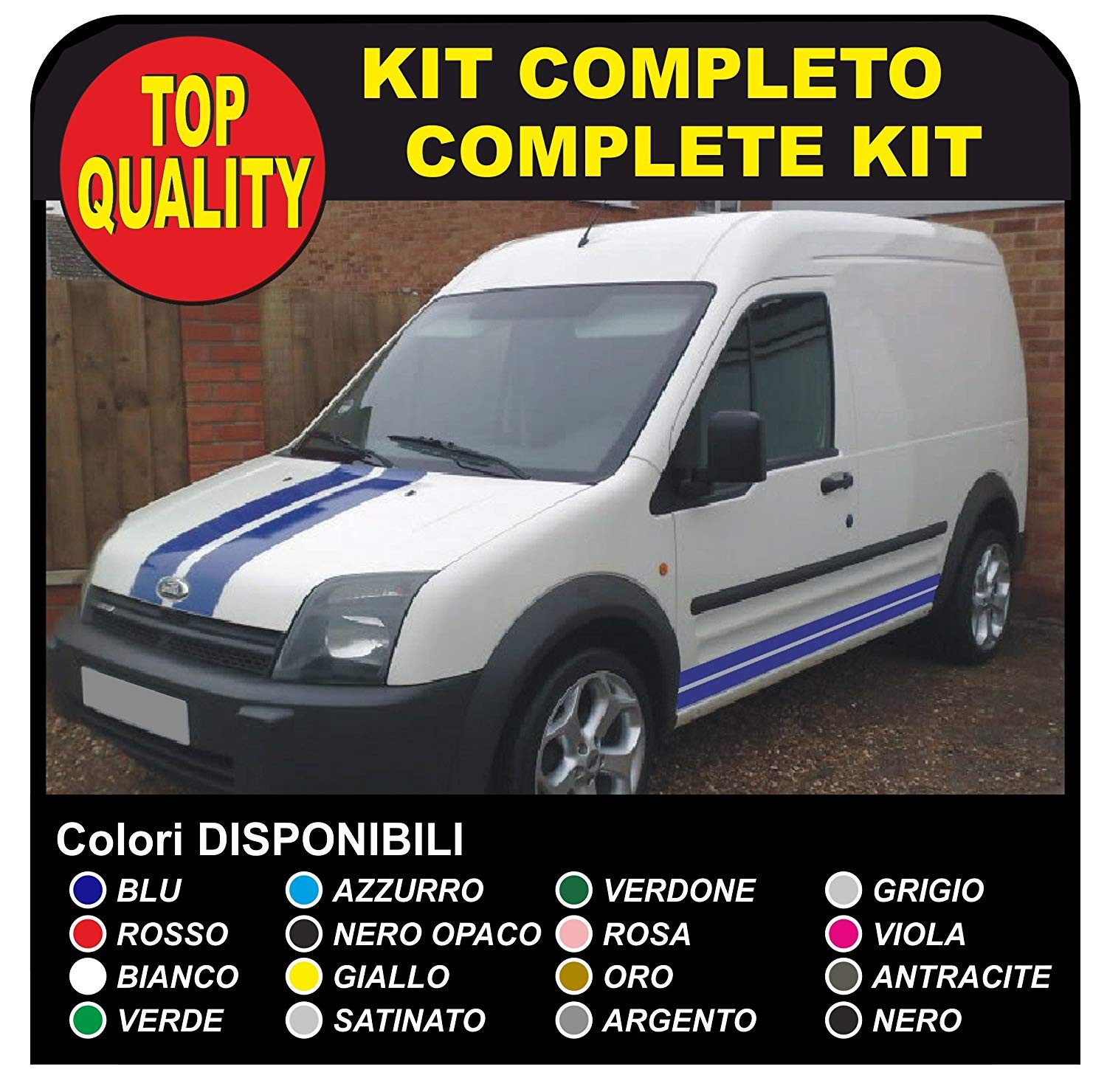 COFANO Adesivi Per Transit Connect Strisce Set grafica KIT 007 