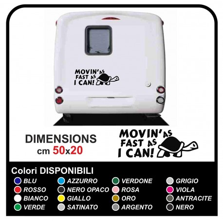 Kit 2 Stickers camper - Movin'as fast as i can Turtle - stickers, motorhome graphics caravan VAN camper