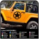 stickers Étoiles de l'ARMÉE AMÉRICAINE effet usé pour un jeep wrangler véhicules tout terrain et suv Crâne Willys autocollants