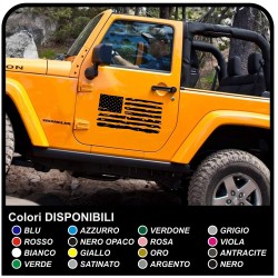 adesivi portiera Bandiera Americana US ARMY effetto consumato per jeep wrangler  fuoristrada e suv Skull Willys Tuning