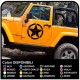 stickers porte des ÉTOILES MILITAIRE de l'ARMÉE américaine effet usé pour un jeep wrangler véhicules tout terrain et suv Crâne