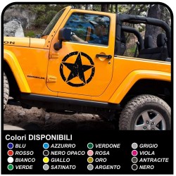 adesivi per portiera STELLA MILITARE US ARMY effetto consumato per jeep wrangler  fuoristrada e suv Skull Willys Tuning rally