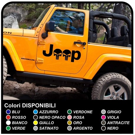 adesivi per portiera SCRITTA JEEP CON TESCHI per jeep wrangler  fuoristrada e suv Skull Willys Tuning rally