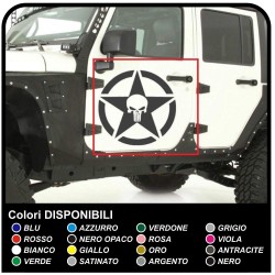 adesivi per portiera STELLA CON TESCHIO per jeep wrangler  fuoristrada e suv Skull Willys Tuning rally