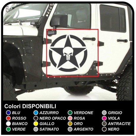 stickers door STAR WITH SKULL for jeep wrangler off-road vehicles and suv's Skull Willys Tuning rally