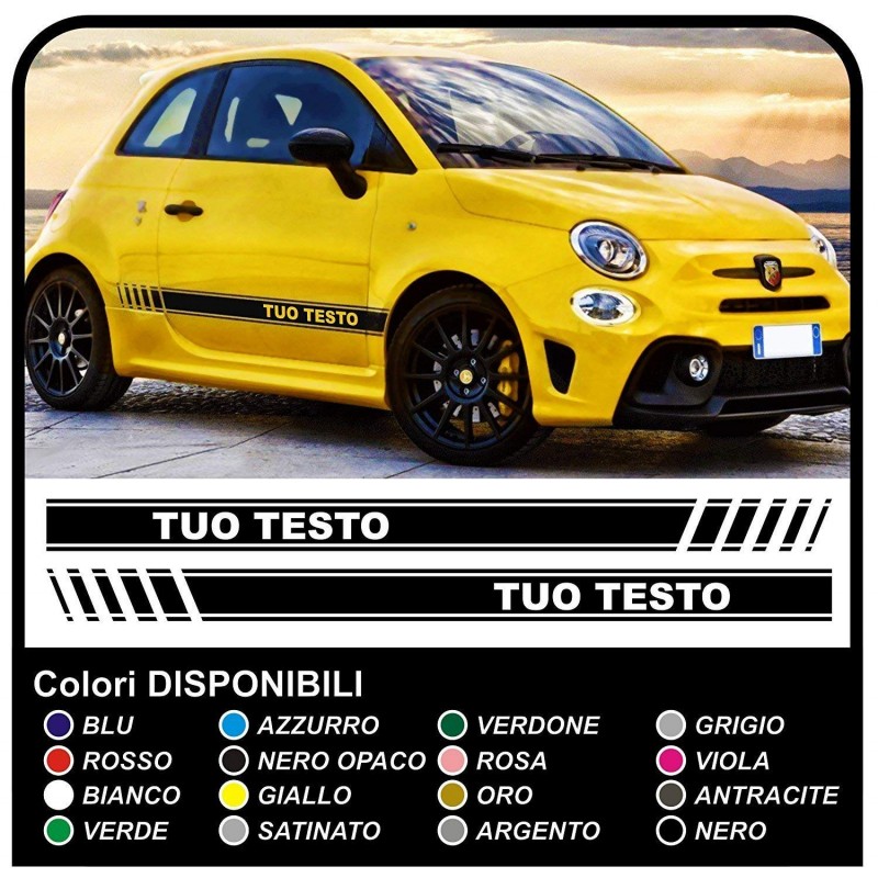 AUFKLEBER SEITLICHEN FLANKEN STREIFEN FÜR den NEUEN FIAT 500 TUNING, fiat  500 abarth nuova fiat 500