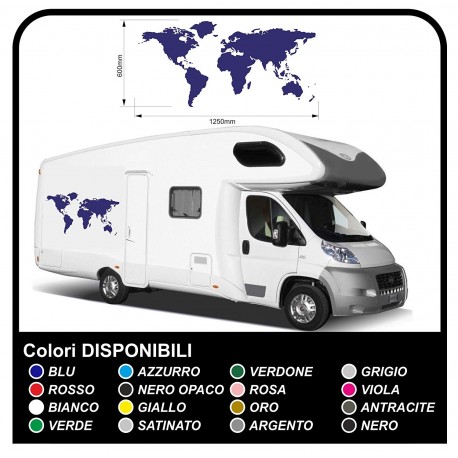 aufkleber für WOHNMOBILE grafik Globus welt planet, vinyl-aufkleber -abziehbilder-Set Camper Van RV Caravan Wohnmobil