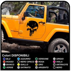 adesivi per portiera TESCHIO effetto consumato per jeep wrangler  fuoristrada e suv Skull Willys Tuning rally