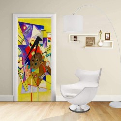 Adhesive door Design - Kandinsky Accompanying Yellow - Yellow Accompainment Decoration adhesive for doors and home furniture