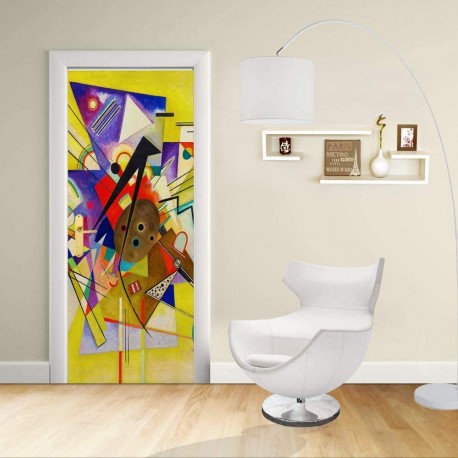 Adhesive door Design - Kandinsky Accompanying Yellow - Yellow Accompainment Decoration adhesive for doors and home furniture