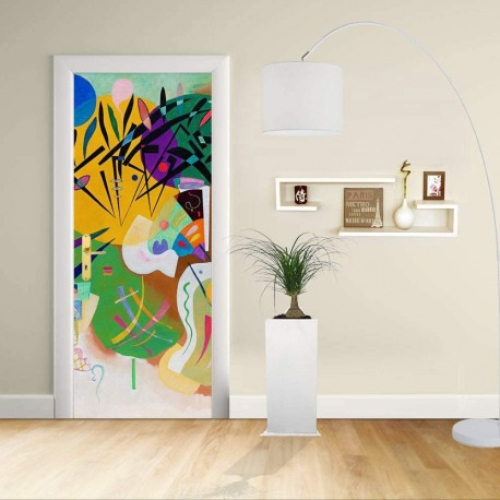 Adhesivo para el Diseño de la puerta - Kandinsky Curva Dominante 1936 - Dominante Curvas, Decoración adhesiva para puertas y