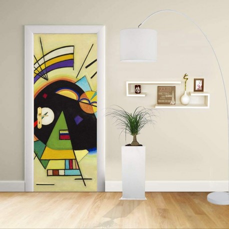 Adhesivo para el Diseño de la puerta - Kandinsky Negro y Violeta, Negro y Violeta Decoración adhesiva para puertas y muebles
