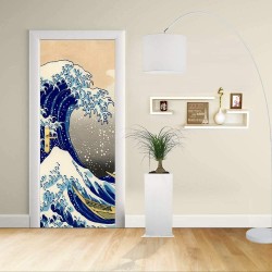 Adhésif Conception de la porte - La Grande Vague de Kanagawa - HOKUSAI, La Grande Vague de Kanagawa Décoration adhésif pour