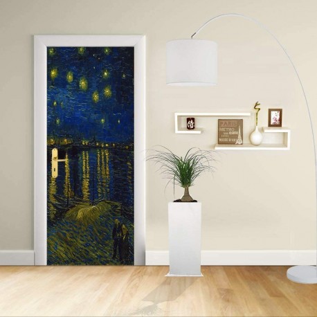 Adhesive door Design - Van Gogh - the Starry Sky over the Rhone - Decoration, adhesive for door