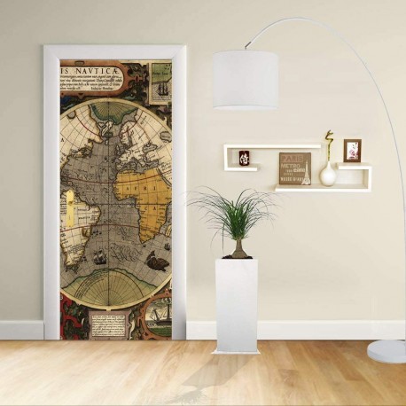 Adesivo Design porta - Mappa Nautica Hondius cartografia nautica Decorazione adesiva per porte arredo casa -