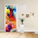 Adesivo Design porta - Disegno Astratto colori vivaci 2 - Decorazione adesiva per porte arredo casa -