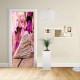 Adesivo Design porta - CUORE CON FIORI - Decorazione adesiva per porte arredo casa -