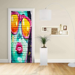 Adhesive door Design - GIRL-BRICK-POP - Decoration-adhesive for doors home furniture -
