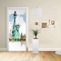 Adhesive door Design - New York city Statue of liberty and other monuments - Decoration adhesive for doors home furniture -