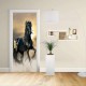 Adhesive door Design - thoroughbred Horse foal black Stallion - Decoration adhesive for doors home furniture -