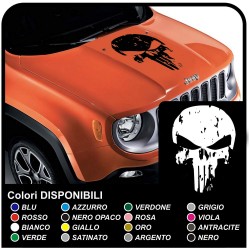 sticker for bonnet JEEP Renegade and other off-road Skull worn effect Skull Punisher distressed SUV 4X4