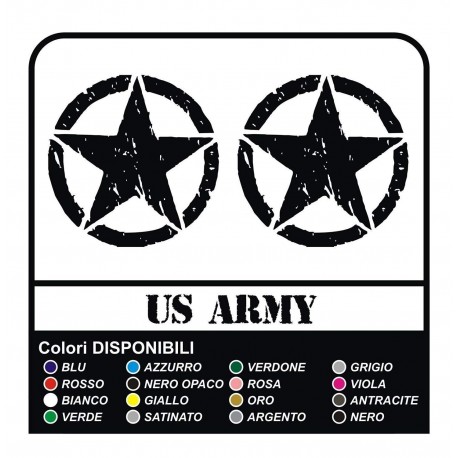 2 Decals Star Military 20x20 cm US ARMY Jeep renegade Suzuki jeep land rover 4X4 - superior Quality 