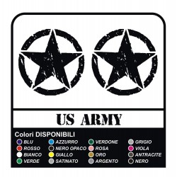 2 Stickers - Star Military US ARMY cm 16x16 US ARMY Jeep renegade Suzuki jeep land rover 4X4 - worn effect