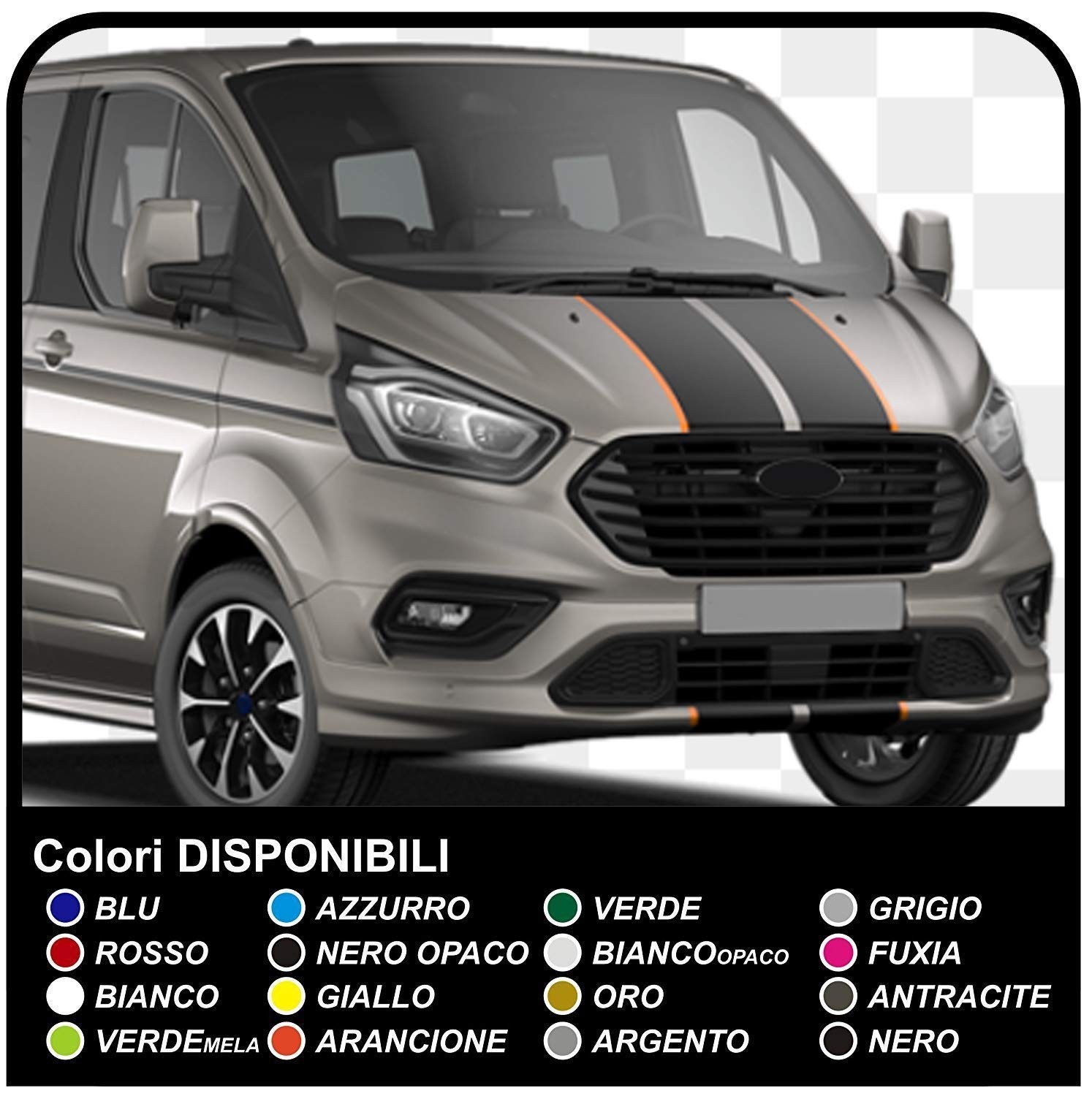 COFANO adesivi per il transito Custom Strisce Set grafica KIT 009 